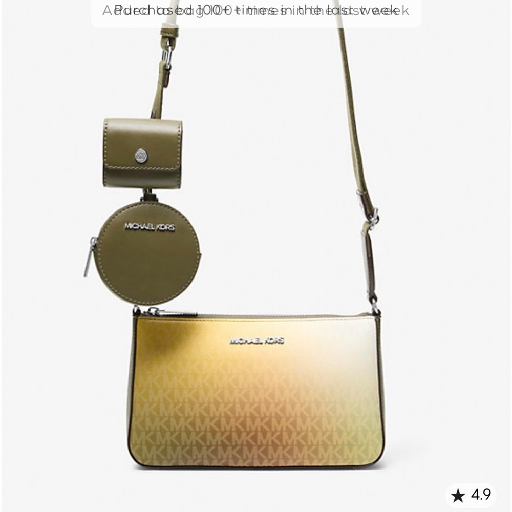 NWT Michael Kors Olive and Gold Crossbody Bag Set